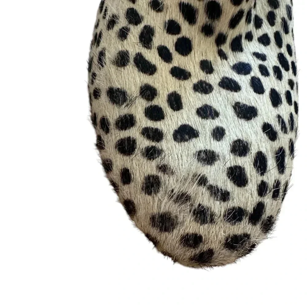 Able Cheetah Hair Celina Leather Ankle Booties Block Heel Size 7